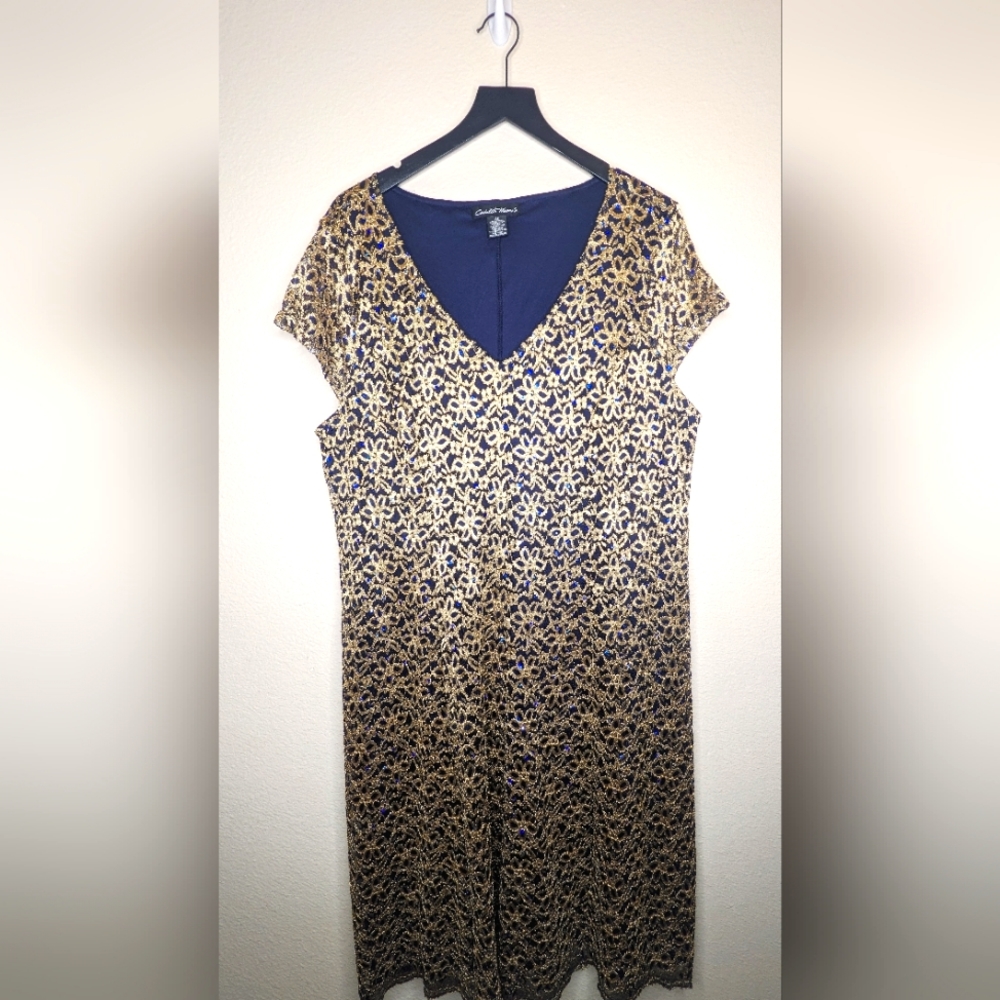 Candalite Evening Dress Gold and Blue